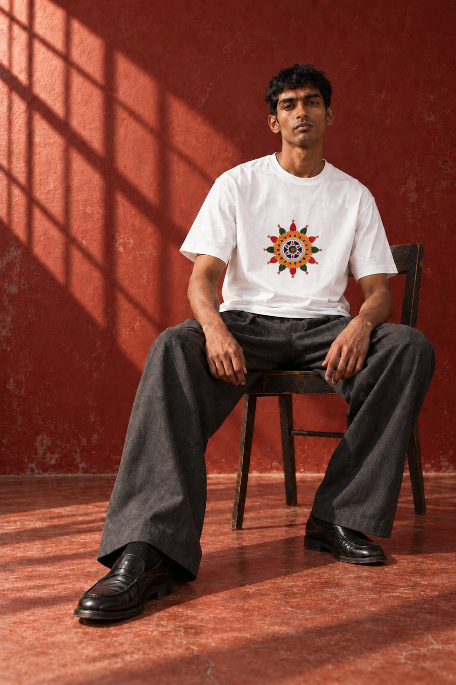 Lotus Mandala T-shirt, seated
