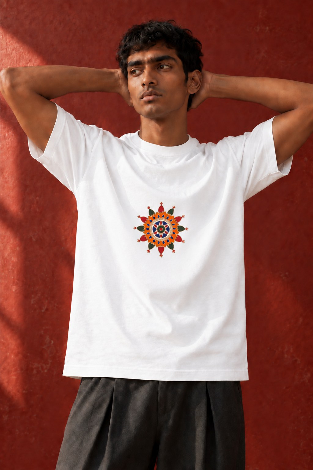 Lotus Mandala T-shirt, close portrait